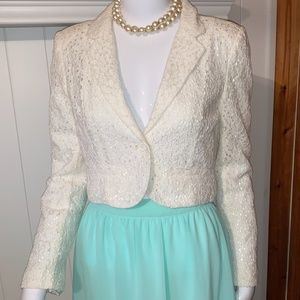 Forever 21 Ivory, Lace, Cropped Blazer